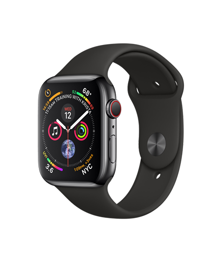 Apple Watch Series 4 Space Black Stainless Steel - Black Sport Band